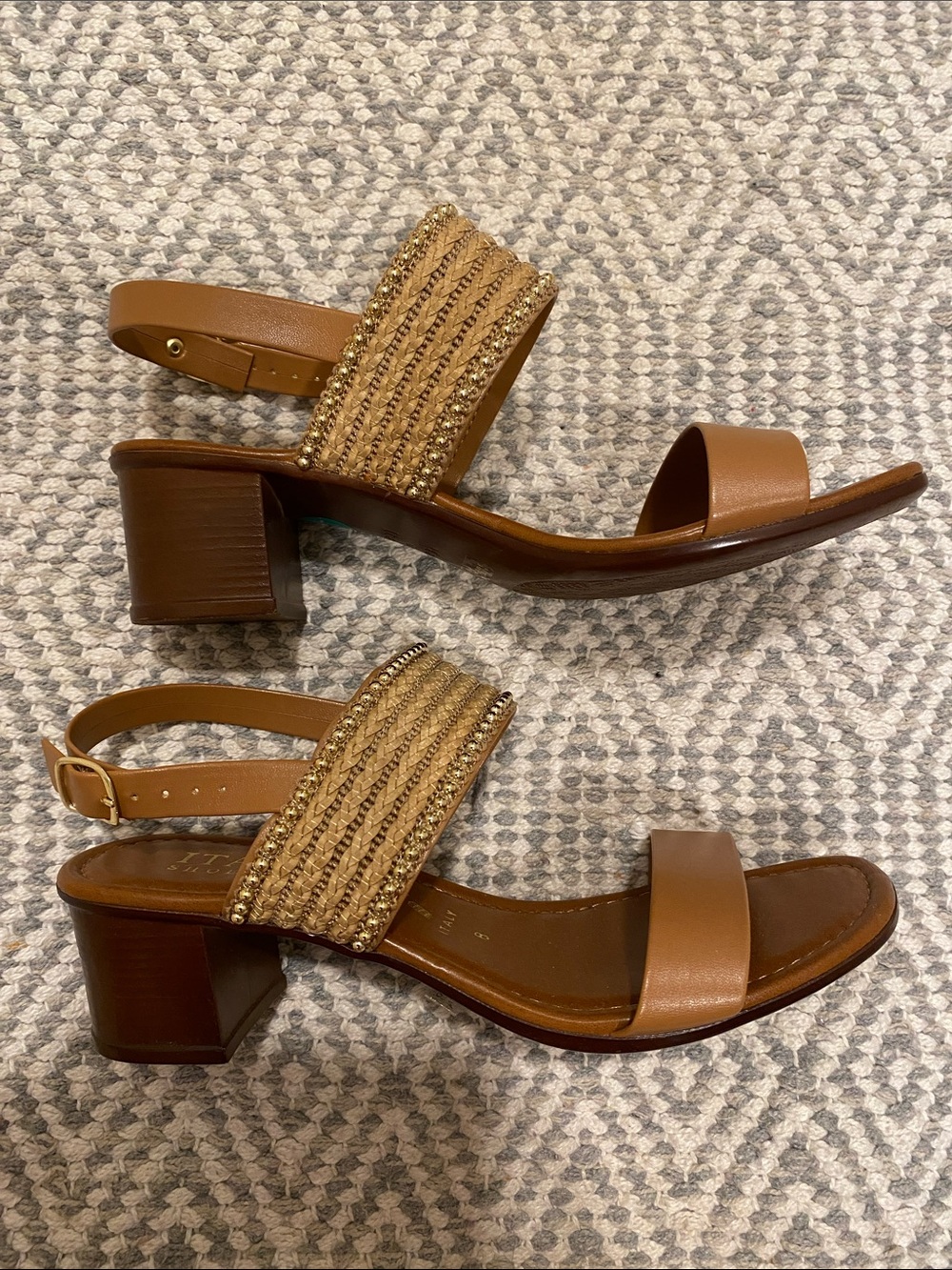 Italian Shoemakers 8 Brown Braided Faux Leather Heeled Sandals - Picture 4 of 6